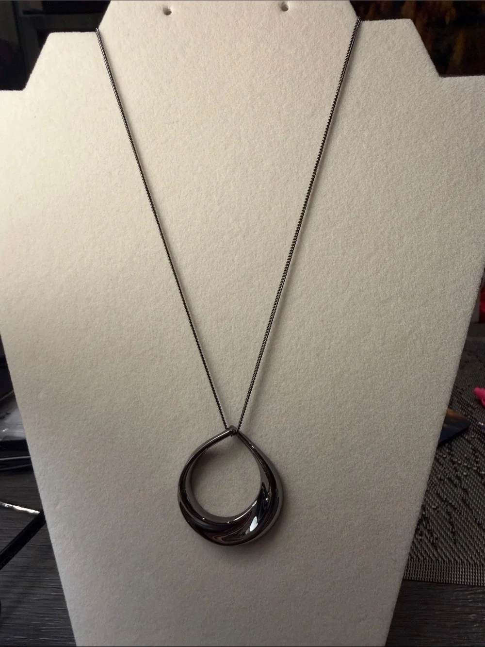 Express Black Teardrop Open Pendant Necklace